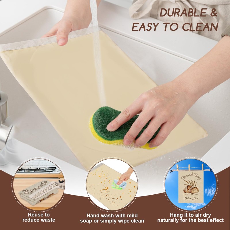Beeswax Bread Bags for Sourdough, 2 Pack Reusable Bread Bag