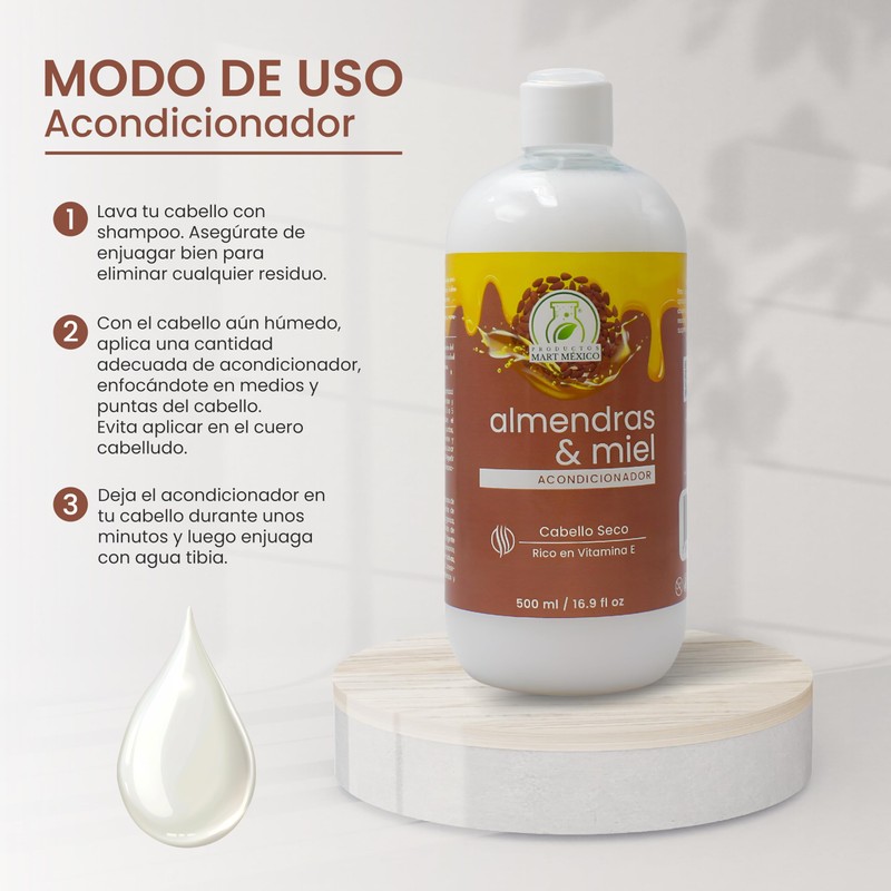Acondicionador Almendras & Miel Orgánica Productos Mart Mexico 500 Ml