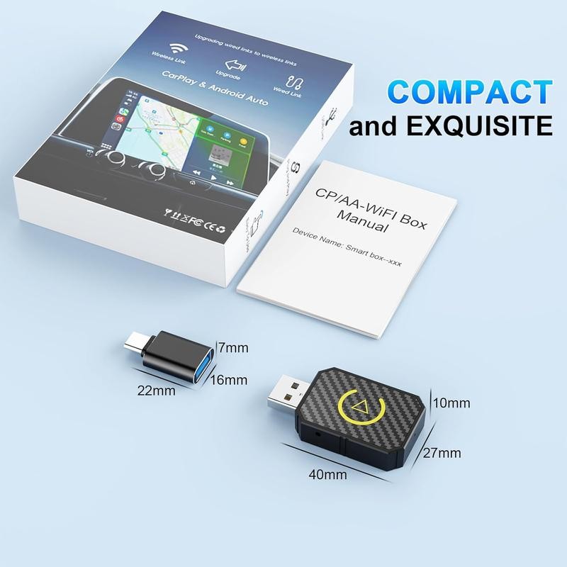 2 in 1 Wireless Apple CarPlay Adapter, for both Apple