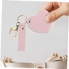 PACKOVE Heart Shaped PU Makeup Mirror Keychain Portable 360° Rotating