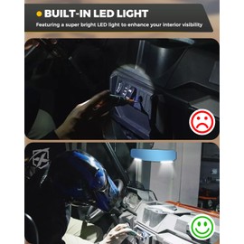 Xprite 13" UTV Rear View Mirror, SXS UTV Center Mirror w/Interior Lights Adjustable Aluminum Clamp Fits 1.5"-2" Mount Compatible with Polaris Ranger/RZR/Pioneer/Talon/Teryx/Mule/Can Am X3/ CFMOTO