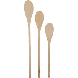 Handy Housewares 3 piece Long Handle Wooden Mixing Spoon Set - 10", 12" and 14" Long (1 set)