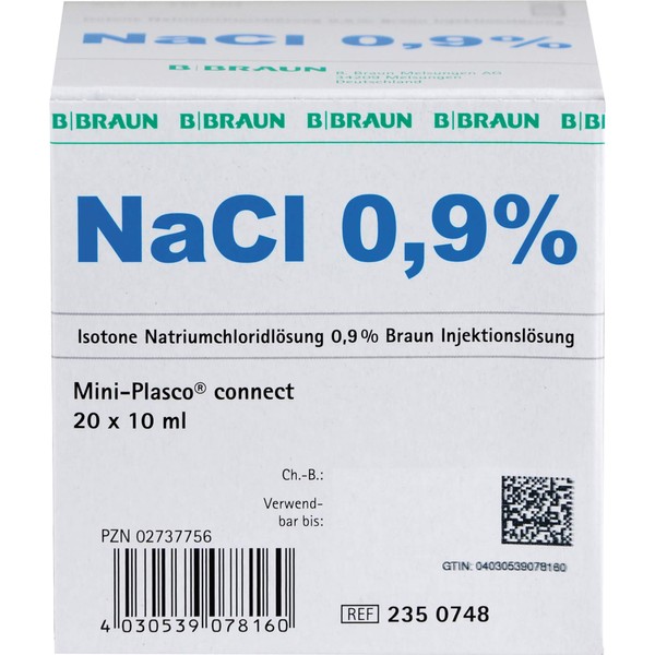 Saline solution 0.9% Miniplasco Connect 20 x 10 ml