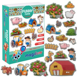 Fridge Magnets For Toddlers Magdum -19 FUNNY FARM Animals Fridge Magnets - Animal Magnets For Toddlers - Fridge Magnets For Kids - Kids Magnets - Magnetic Shapes- Magnet Toy - Kids Magnets For Fridge