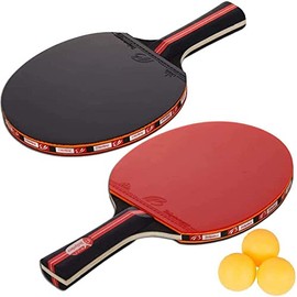 Amaza Large Friction Table Tennis set Professional with Portable Carry Bag, 2 Double-sided Premium Rubber Table Tennis Bats + 3 Ping Pong Balls for Trainers, Amateurs, Beginners,Expert (Red)