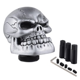 Padaodao Skull Shifter Knob Big Teeth Gear Shift Lever Head Resin Car Grip Stick Handle for Most Manual Automatic Vehicles, Sliver