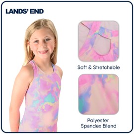 Lands' End Girls' Swimwear UPF 50 One Piece Swim Suit, Pink Multi