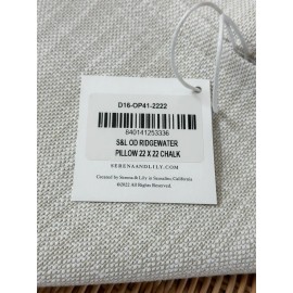 Serena & Lily NEW Serena & Lily Perennials Ridgewater Outdoor Pillow Cover (22” SQ)Chalk Beige