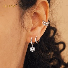 Sterling Silver Earrings-Silver Hoops Earrings for Women, Round Hypoallergenic Dangle Dangly Drop Earrings, Hoop Earrings Wedding Birthday Jewellery Gifts for Girls Bride Ladies