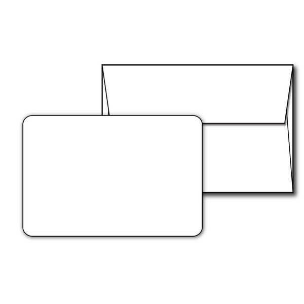 Blank White 4 1/4" x 5 1/2" (A2 Size) Rounded Edge Flat Cards - Includes 40 Cards & 40 Envelopes