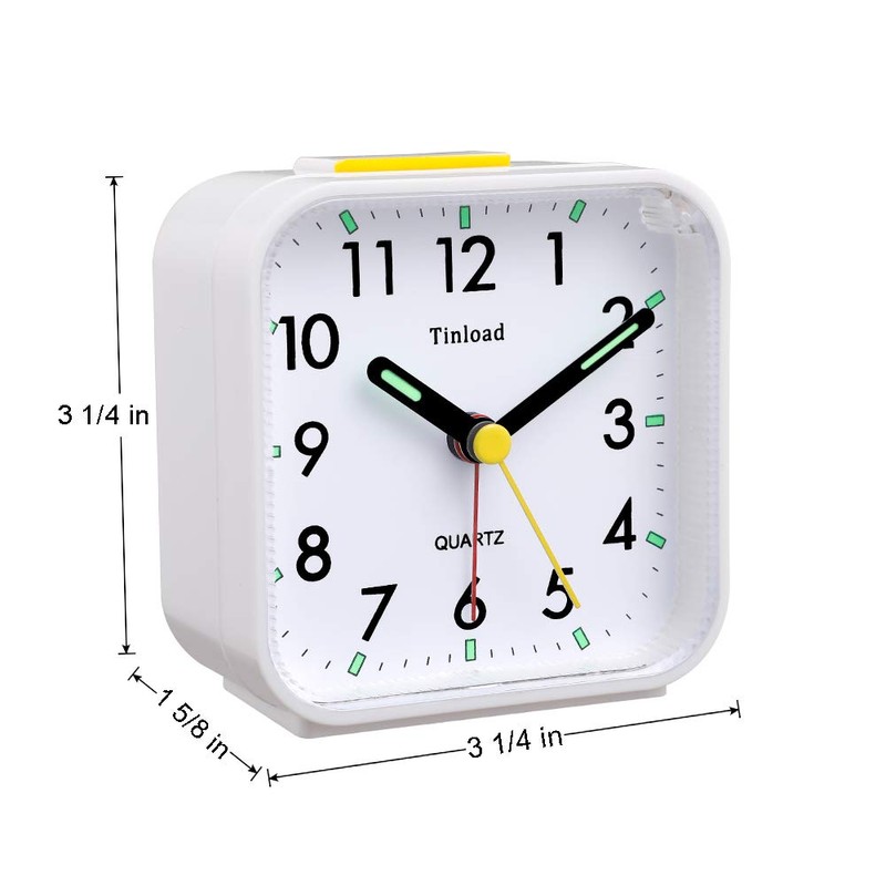 Tinload Small Battery Operated Analog Travel Alarm Clock Silent Non