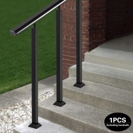 Square Iron Stair Balusters Post - Adjustable 270° Angle Bracket Banister Column with Screws Kit,Balcony Fence Railing Spindles for Deck,Balcony,Stair,Indoor and Outdoor Decor (Black, 90CM)