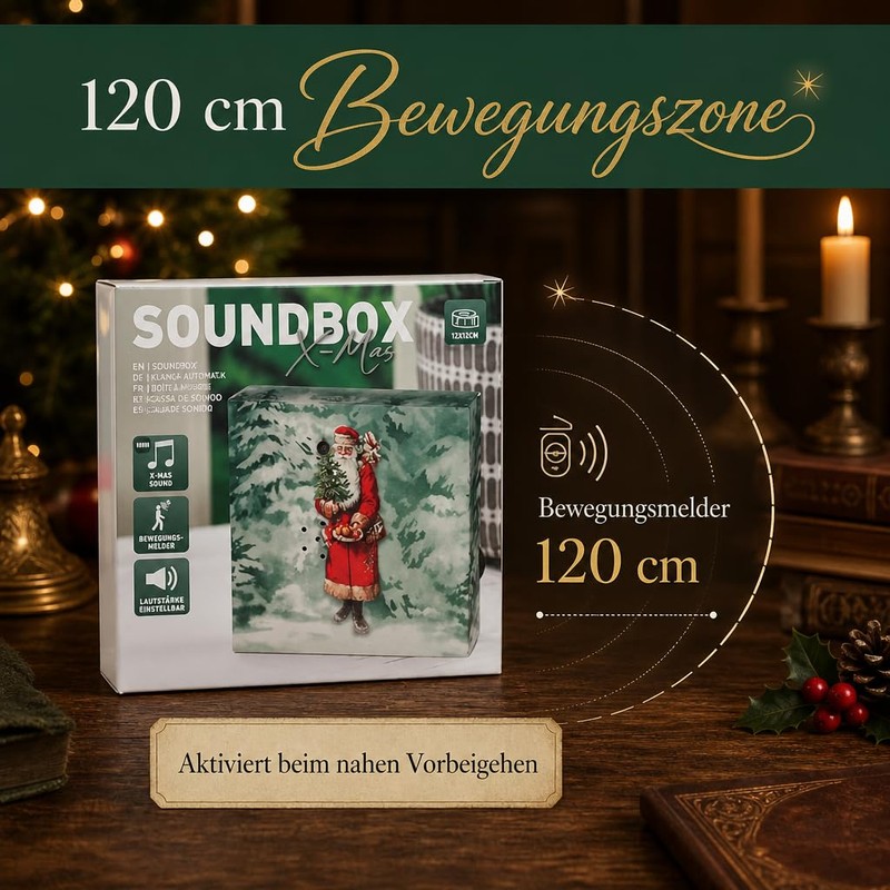 MIJOMA Soundbox with Christmas Music, Speaker with Motion Sensor, Adjustable