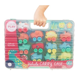 JC TOYS - Mi Primer Estuche Con Coches de Animales Lots to Play Toys, Incluye 12 Coches y 4 Accessories, Ideal para Jugar, fomenta la imaginación y Creatividad, Multicoloured, Unisex, 18 Months