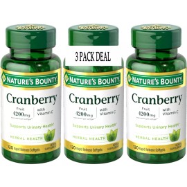 Nature’s Bounty 3 Pack Cranberry + Vitamin C & E 4200mg 360 Softgls (3x120) Urinary Track Health