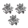 3 PCS Vintage Rhinestone Hair Clips Gray Metal Flower Claw