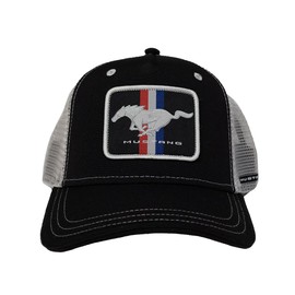 Ford Mustang Trucker Hat Embroidered 100% Recycled Polyester Blue Black, black