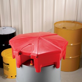New Pig Poly Drum Funnel | Hinged Lid | for 55 Gal Tight-Head Steel & Poly Drums | 29" D x 11" H | Yellow | DRM672-YW