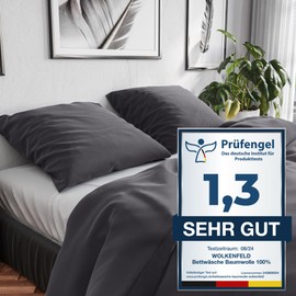 Wolkenfeld Cushion Cover, 40 x 80 cm Grey Anthracite Cotton Breathable Pillow Case, 1 x Cushion Cover with Concealed Zip