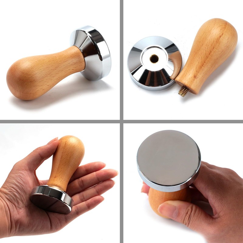 IIF Coffee Tamper Espresso Press Flat Base Coffee Tamper, Wood