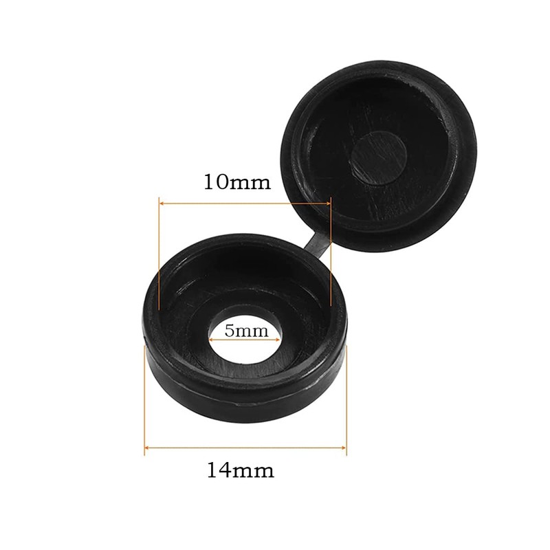 DCQQ 200 Pieces Plastic Fold Screw Snap Covers,Hinged Screw Cover