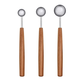 triangle Spice Measuring Spoon 3-Piece Set (¼ tsp, ½ tsp & 1 tsp) - Stainless Steel with Plum Wood Handle - Sense Collection