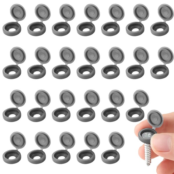 KUYI 200Pcs Screw Cap Plastic Hinged Screw Cover Caps Fold