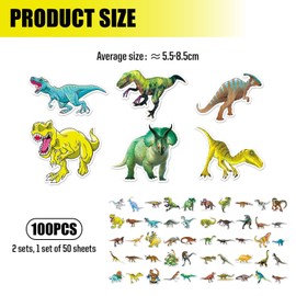GDFHBD 100 Cartoon Dinosaur Doodle Stickers, Funny Animal Scrapbook Stickers, Creative Fashion, Diy Suitcase Notebook Decoration.