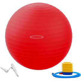Fitvids Anti-Burst and Slip Resistant Exercise Yoga Ball with Quick Pump 68-75cm, XL, Red