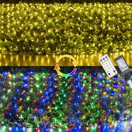 Lyhope 360 luces LED de Navidad de 12 x 5 pies, 11 modos de luces de red de Navidad de 30 V, luz blanca cálida, multicolor cambiante de malla, luces decorativas para árbol de Navidad, boda, jardín,