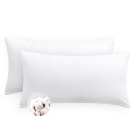 Aisbo Cushion Cover 40 x 80 cm Cotton Set of 2 - Soft Pillowcase 40 x 80 cm White with Zip 40 x 80 cm White Pillow Cover Pillowcase