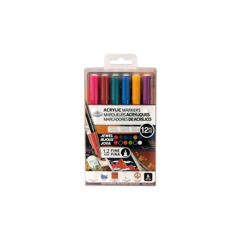 Royal & Langnickel 12pc ARTIST ACRYLIC PAINT MARKERS 1.2MM JEWEL