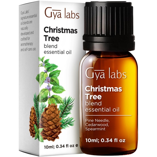 Gya Labs Christmas Tree Essential Oil Blend for Diffuser - Christmas Essential Oils for Aromatherapy, Holiday & DIY - 100% Natural Ingredients of Pine Needle, Cedarwood & Spearmint (0.34 Fl Oz)