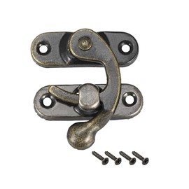 uxcell Vintage Lock Clasp Right Latch Hook Hasp 42mm x 37mm Swing Arm Latch Plated Bronze, 5 Pcs W Screws