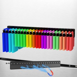 NiHome Magnetic Beer Sleeve Holder for Refrigerator, Easy Installation Thermocooler Organizer, Durable Acrylic & Stainless Steel for Kitchen or Bar, Multi-Use Storage for Bottle Caps & Openers (Large)