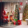 flowerlove 4 Pcs Christmas Shower Curtain Sets with Rugs for
