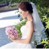 METEMEI White Double Ribbon Edge Center Cascade Bridal Wedding Veil