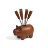 The Barrington Garage Wooden Pig-Shaped Appetizer Fork Set, 6 Stainless