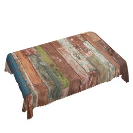 Walmsco Tablecloth Brown Wood Decor For Dining Room Kitchen Rectangular Table Cover 132 * 178cm