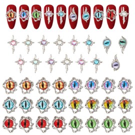 OLYCRAFT 39 Stück 15 Stile Teufelsaugen Nagel Charms Kreuz 3D Nagelkunst Nieten Teufelsaugen Thema Nagelkunst Strass Legierung Nagelkunst Strass Dekoration Für Heimwerker Basteln Maniküre