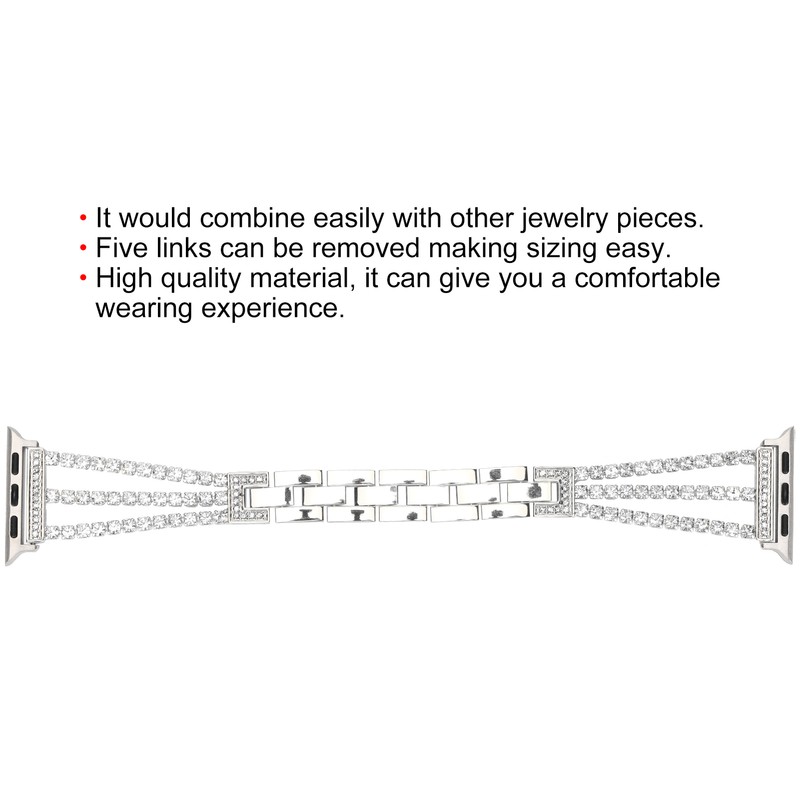 Rhinestone Brass Metal Bracelet Watch Band Strap Replacement for IOS