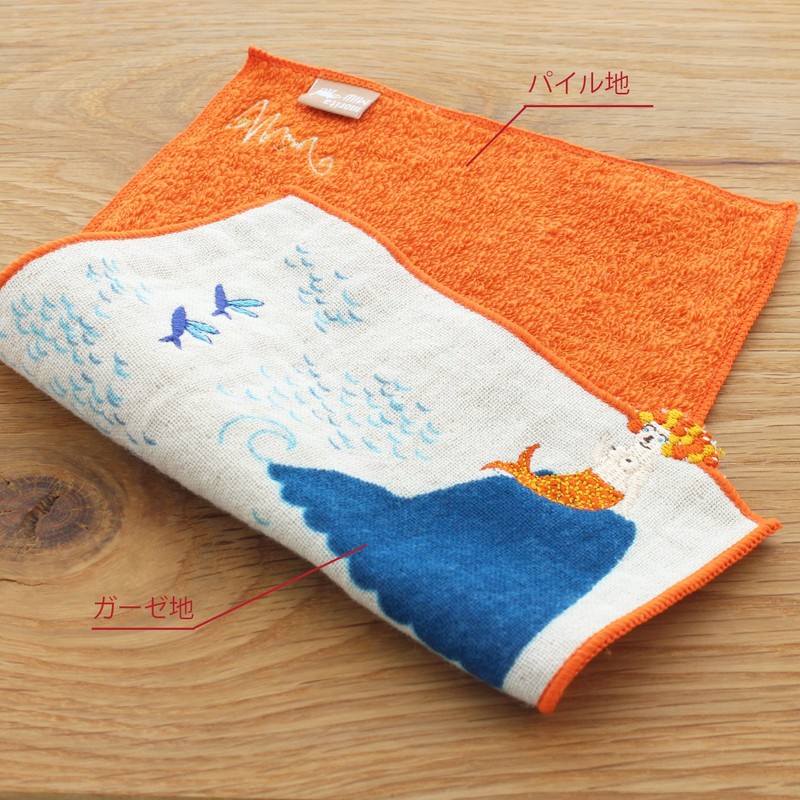 Natsuhashi Pattern Morita MiW Small Pocket Handkerchief, Ningo, Orange, A-65940-86-OR