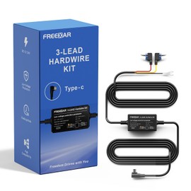 FREEXAR Dash Cam Hardwire Kit, Acc Hardwire Kit (12V–24V to 5V) USB-C Power Cable for Dash Camera, 24H Parking Mode with Low Voltage Protection, Mini Blade Fuse Included