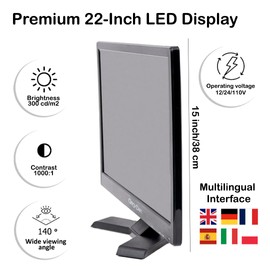 DenyDan Portable TV 22 inch Full HD, 1080P Widescreen Monitor, Perfect for Bus/Truck/Car, Adapter 12/24/110 Volt, ATSC/Analog, HDMI/USB/AV Input, Supports 1TB HDD