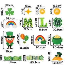 68pcs St. Patrick's Day Chalkboard Poster Decoration, St. Patrick's Day Bulletin Board Cutout Lucky Shamrock Border Irish Clover Patch St Patricks Day Decoration Set for Classroom School Wall Decor