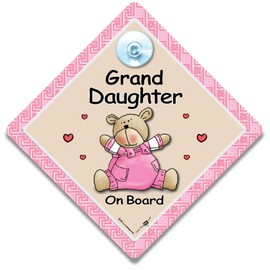 Granddaughter On Board Car Sign, Grandchild on Board Sign, Baby On Board Sign, Grandchild On Board Car Sign, Baby Car Sign 14 cm x 14cm