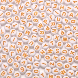 600pcs Acrylic Letter Beads Alphabet Letters Bead, for Friendship Bracelets and Gifts Souvenir Jewelry Making (Orange, 4×7mm(Round))