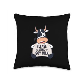 Please Drink Soy Milk Plant Based Vegan Milk Dairy Free Throw Pillow