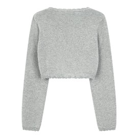 BlackButterfly Girls Long Sleeve Sparkle Cardigan Childrens Kids Bolero Shrug (Silver, 9-10 Years)