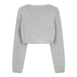 BlackButterfly Girls Long Sleeve Sparkle Cardigan Childrens Kids Bolero Shrug (Silver, 9-10 Years)
